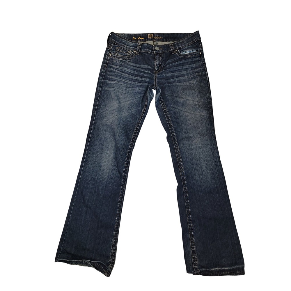 Kut from the Kloth So Low‎ Bootcut Jeans Dark Wash 12 Low Rise Contrast Stitch